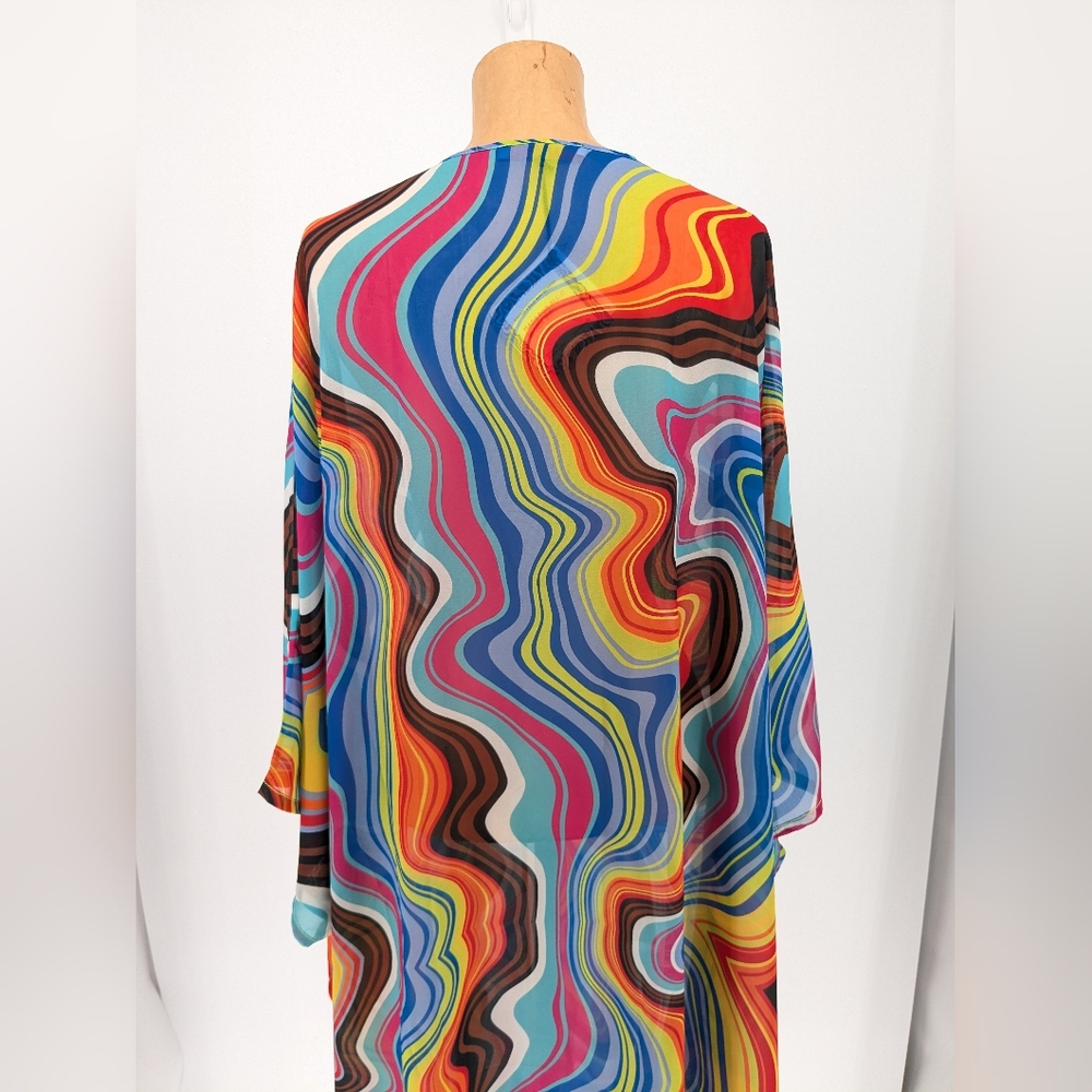NWT Kaftko x Billy Porter Pride Psychedelic Kaftan Front Tie Size 50 Unisex - Picture 10 of 16